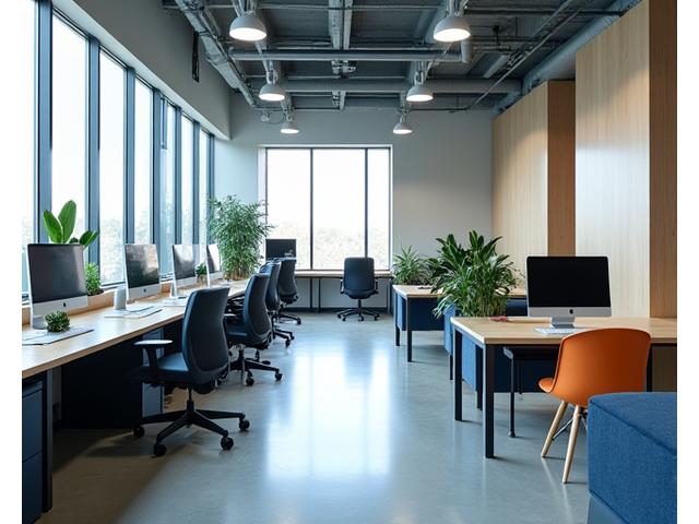 Akustikoptimiertes Coworking Space mit minimalistischem Design