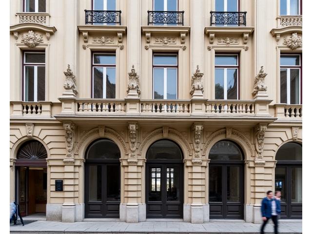 Restaurierte historische Fassade eines Gebäudes im Zentrum Wiens
